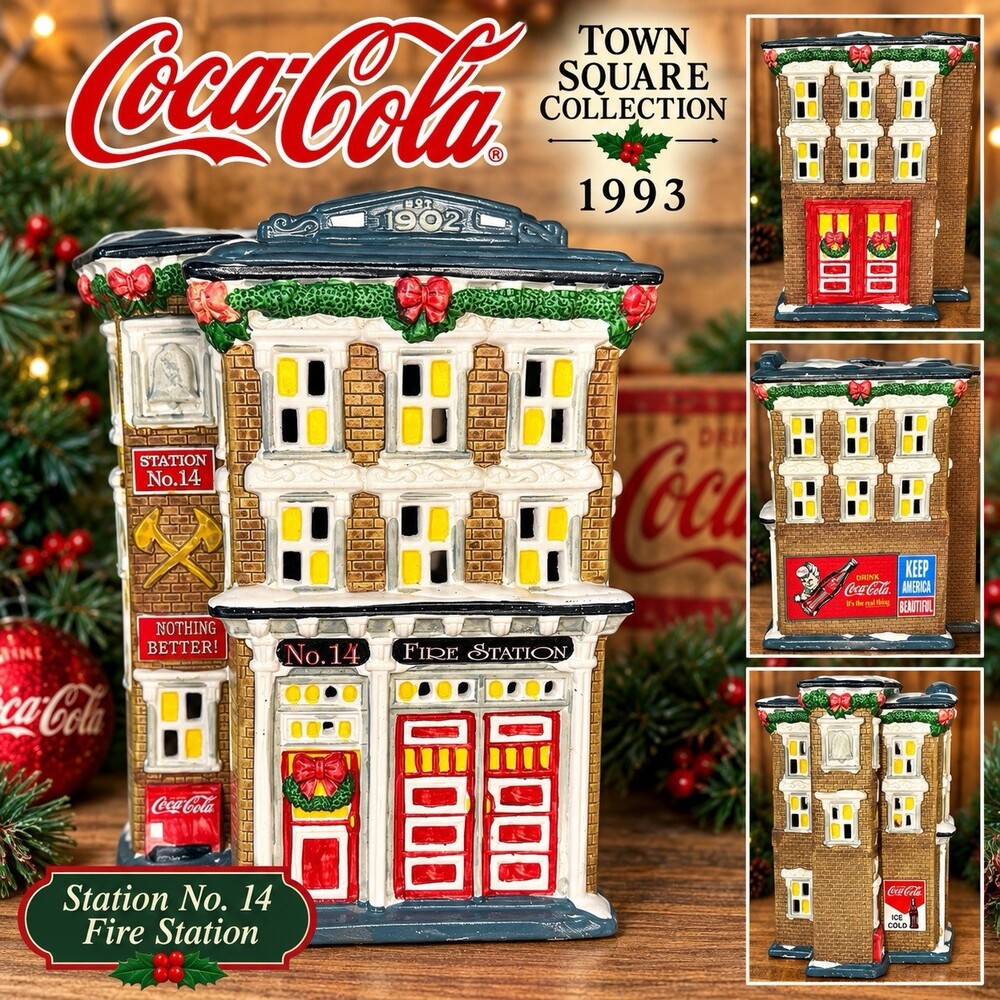 Coca Cola Town Square Station No 14 Fire Station 1993 Christmas Village Building